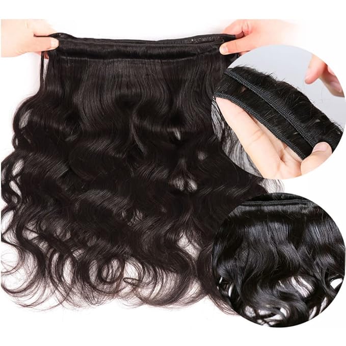 Body Wave Bundles with Closure Human Hair (14 16 18+12) 5x5 HD Closure Brazilian Human Hair 3 Bundles with Closure Unprocessed Virgin Hair Body Wave Bundles with 5x5 Lace Closure Free Part