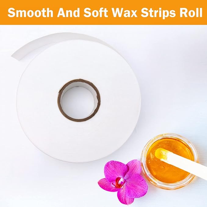 2PCS Non-woven Wax Strip Roll for Body and Facial Hair Removal, 2.76" X 100 Yards Tear-Resistant Waxing Paper for Eyebrow, Leg Removal, Salon Grade