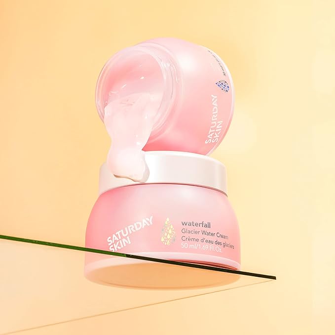 Saturday Skin Face Moisturizer Water Cream Mini Size, Vegan Natural Facial Moisturizer Oil-free Gel Cream From Alaska Glacier Water Day & Night Cream Hydrating and Reduce Wrinkles(1.01 Fl Oz (30ml))