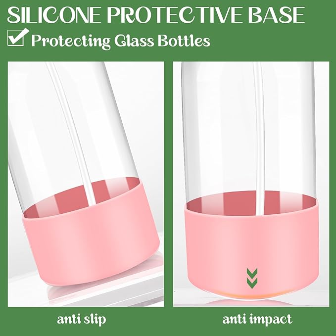 5 PACK/16 OZ Glass Spray Bottles with Upgraded Adjustable Spray Nozzle，Refillable Containers with Silicone Sleeve,Spray Bottle for Hair&Cleaning Solutions&Essential Oils-Pink Blue Gray Black White