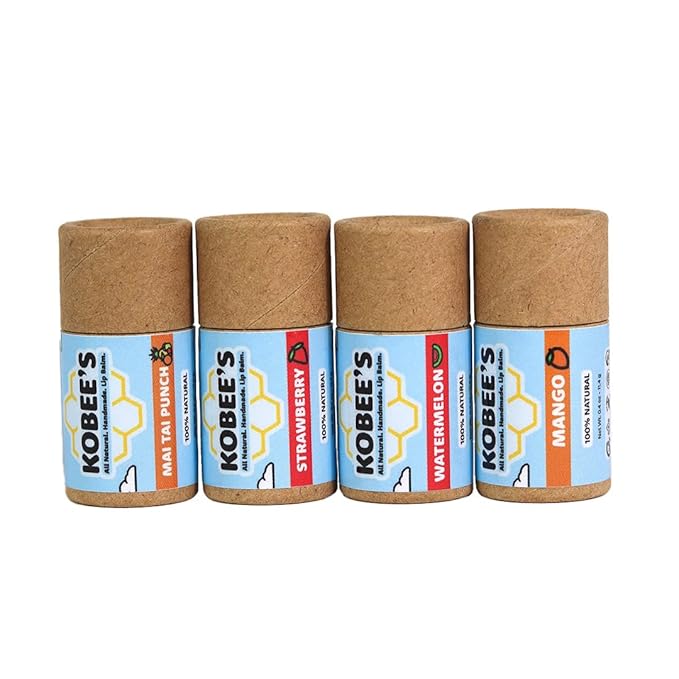 Kobeesco Fruit Flavors 4 pack, Lip Balm, Lip Moisturizer, Lip Cure, Lip Balm, Chapstick