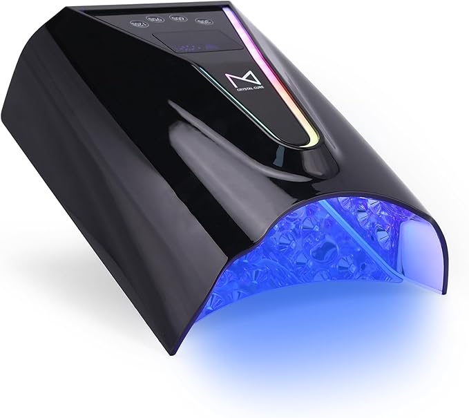 M - Crystal Cure 128W UV/LED Nail Lamp | Fast Curing with 45 Powerful LEDs | Cordless, Rechargeable, Auto Sensor |Gift Mom Professional Gel Nail Dryer for Manicures & Pedicures (Black)