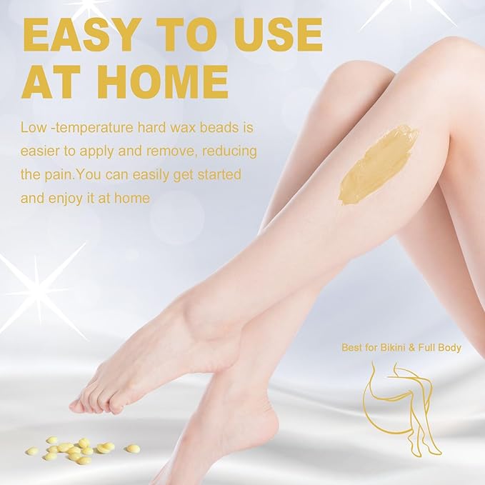 2lb Hard Wax Beads, Unscented Waxing Beads for Sensitive Skin Hair Removal, Low Melting Point Wax Beans for Full Body, Bikini, Underarm, Facial, Brazilian Waxing at Home Women Men