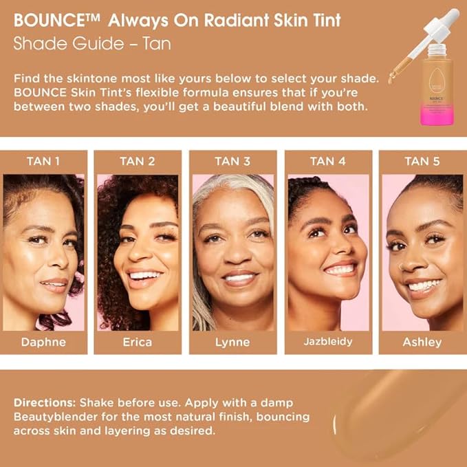 Beautyblender 12-Hour Always on Radiant Skin Tint, Breathable Serum Foundation Stays Put for All Day Long Wear, Infused with Hyaluronic Acid & Niacinamide, Tan 3