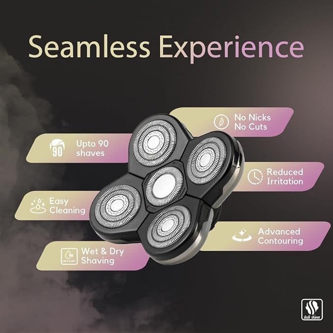 Skull Shaver Baron Replacement Shaver Head Blade Electric Razor Wet & Dry Compatible with All Pitbull, Palm & Butterfly Kiss shavers