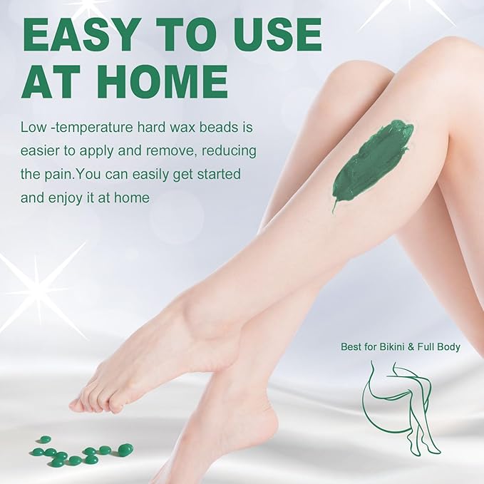 Wax Beads for Coarse Hair Removal, Natural Wax Beans for Sensitive Skin, Body, Brazilian Waxing, Bikini, Unscented Waxing Beads for Legs, Armpit, Hands, Facial (2lb)