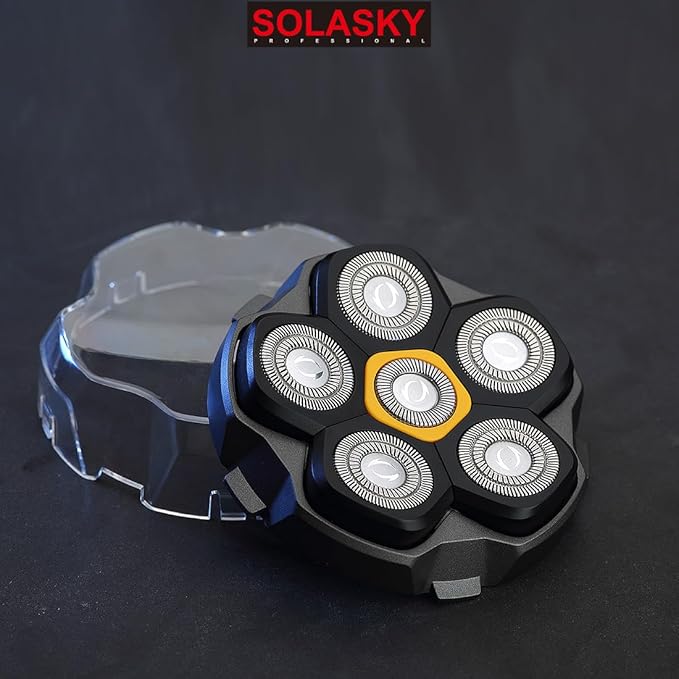 2 Pcs 6 Blade Magnetic Replacement Shaving Head, Washable Shaver Blade Heads Replacement for Head Shaver Razor for Men