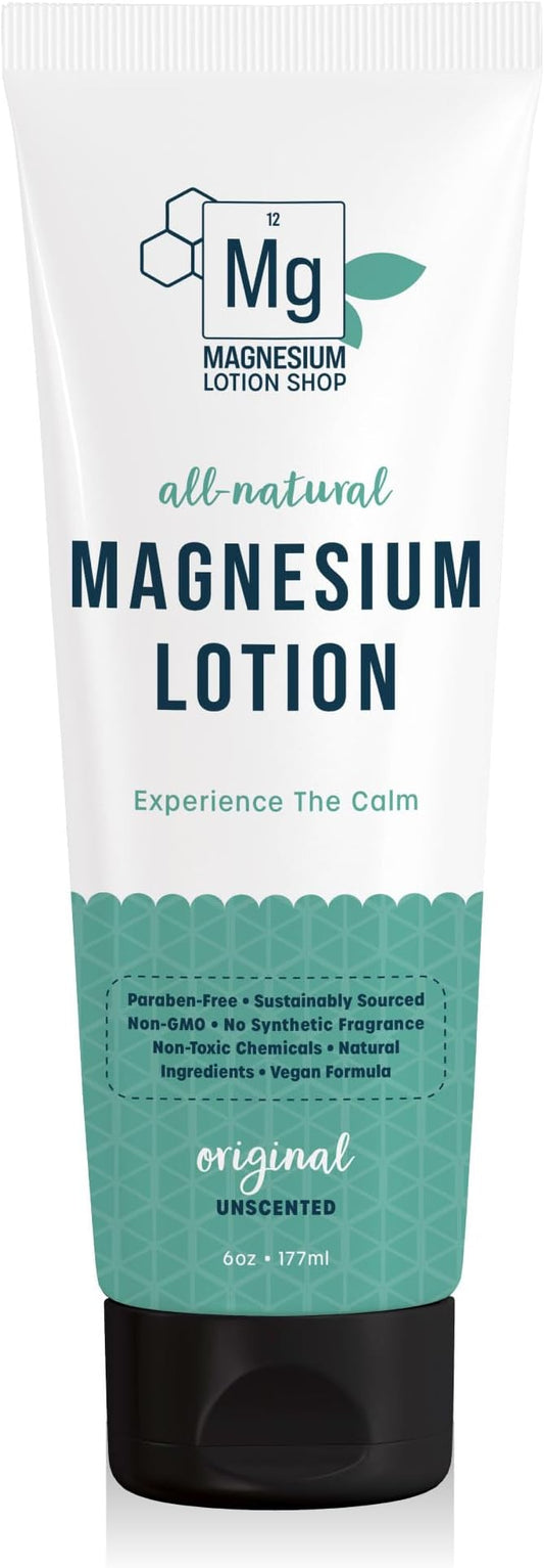 Unscented Magnesium Lotion for Sleep | 250mg per Teaspoon | We use Natural Shea Butter in Our Paraben-Free Magnesium Lotion for Leg Cramps | Each 6oz Bottle is Proudly Made in America