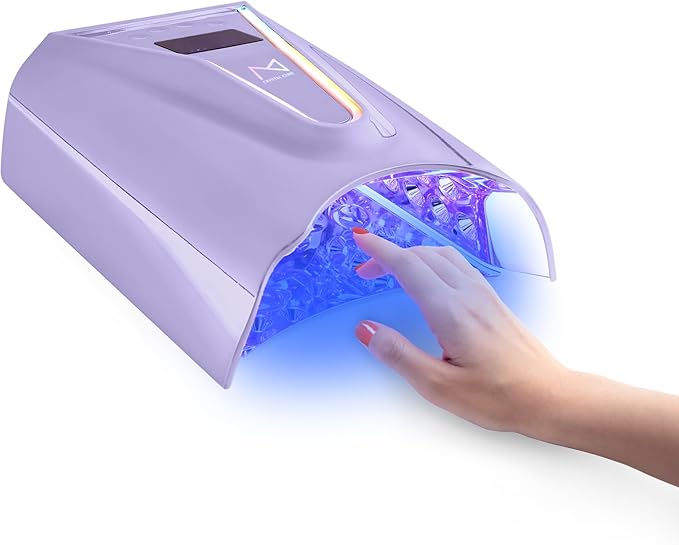 M - Crystal Cure 128W UV/LED Nail Lamp | Fast Curing with 45 Powerful LEDs | Cordless, Rechargeable, Auto Sensor |Gift Mom Professional Gel Nail Dryer for Manicures & Pedicures (Violet)