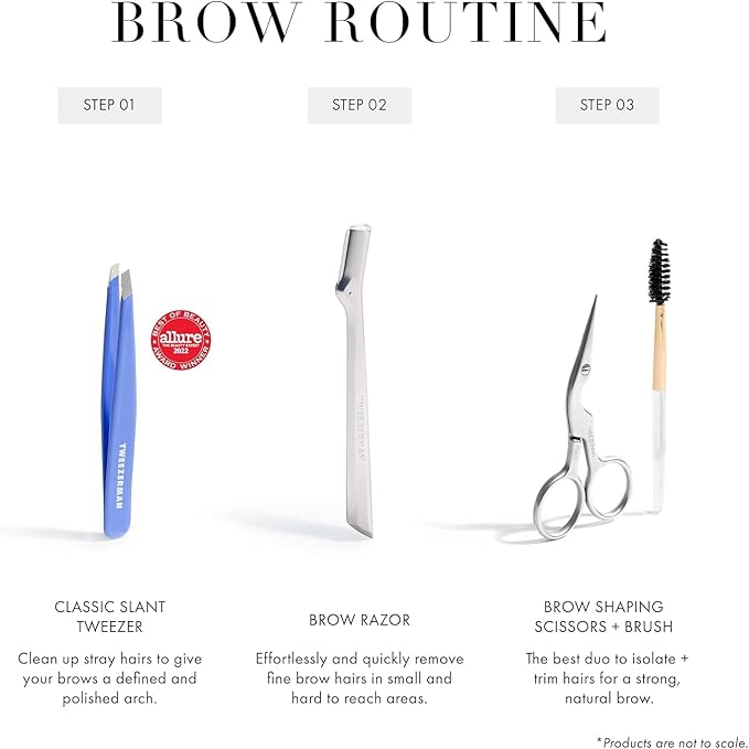 Tweezerman Stainless Steel Slant Tweezer - Eyebrow Tweezers for Women and Men (Lapis Blue)