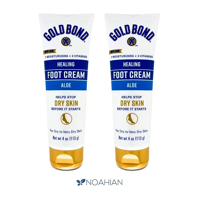 Gold Bond Ultimate Healing Foot Cream, 4 oz, 2 Pack - Effective Foot Cream for Dry Cracked Heels and Feet, Bundled Soft and Silky Socks