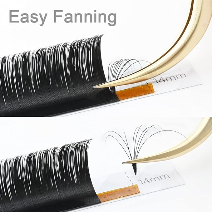 NAGARAKU Easy Fan Eyelash Extensions Volume Lash 0.07 C curl 14mm Rapid Blooming Faux Mink Cluster For Beginners Soft Professional Lash Supplies