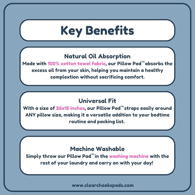 Set of 2 Pillow Pads (Gray) for face Acne, Sweat Stains, Drooling, Wet Hair, Oily Skin, Bleach Stains, Travel, Made of 100% Cotton, Towel Fabric, Acne Treatment