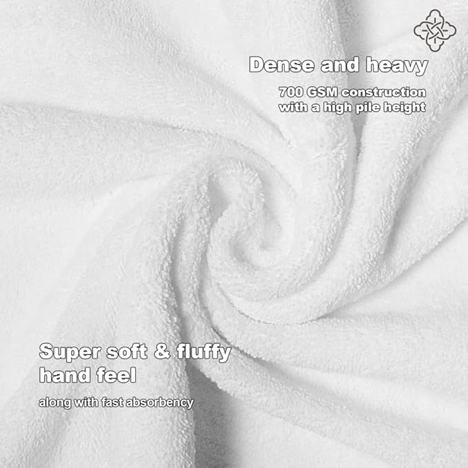 BIOWEAVES 100% Organic Cotton 700 GSM Plush Bath Towels 30" x 58" GOTS Certified - White, Pack of 2