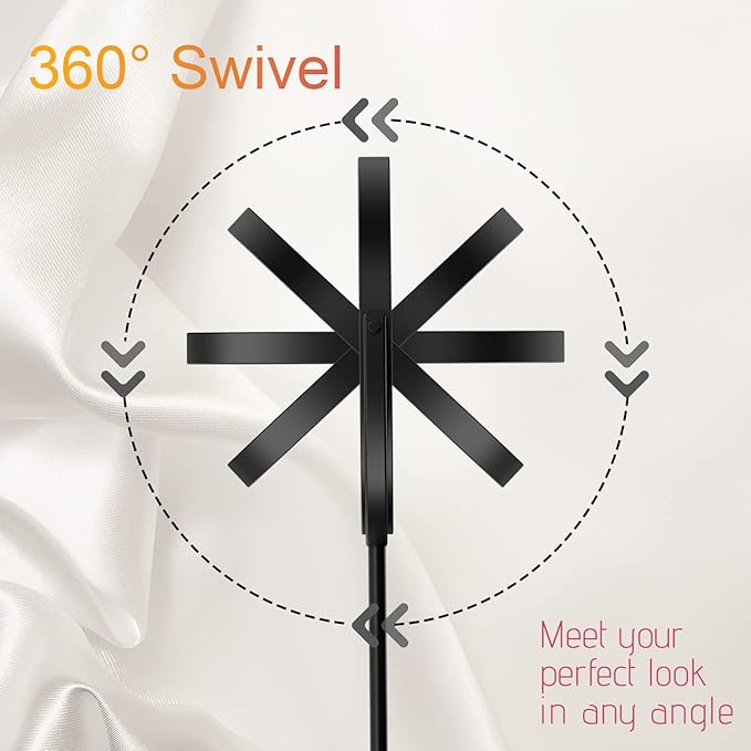 8” Lighted Makeup Mirror, 1X 10X Magnifying Mirror with Light, Double Sided Vanity Mirror with Lights, 3 Color LED Dimmable 2000mAh Rechargeable Black