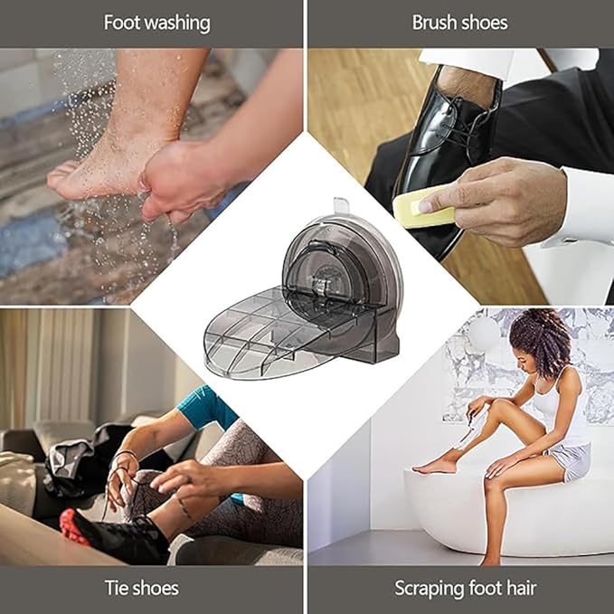 Shower Foot Rest, SUVEUS No Slip Suction Foot Stand for Shaving Legs, Foot Washing Stool for Inside Shower, Shower Shaving Leg Assist (Black)