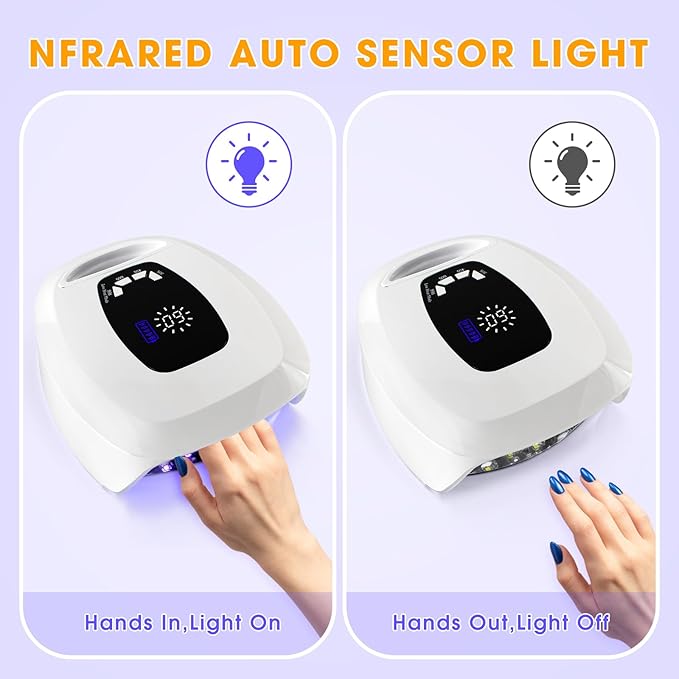 Rechargeable UV LED Nail Lamp 108W Cordless Gel Nail Lamp UV Light for Gel Nails with Metal Base Professional Quick Dry Nail Curing Lamp with Display Auto Sensor Nail Dryer
