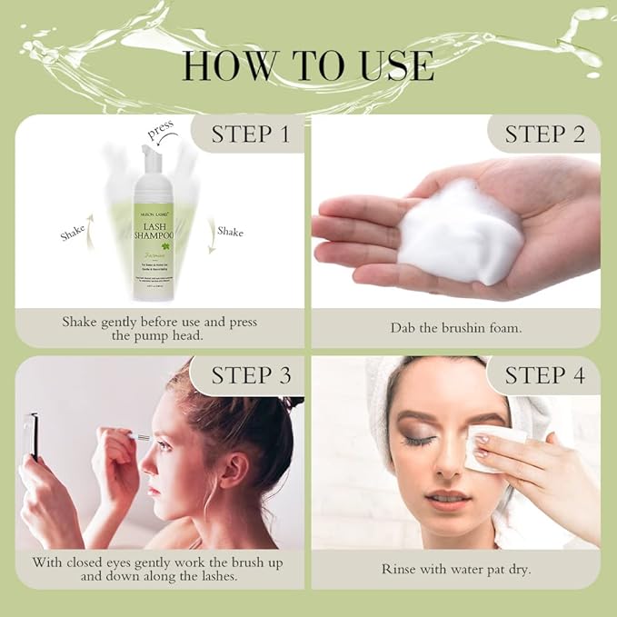 ARISON LASHES Lash Shampoo for Lash Extensions 150ml Eyelash Extension Cleanser Lash Extension Shampoo, Safety Gentle Eyelid Foaming Cleanser Makeup Remover,for Home and Salon Use, Deep Cleansing