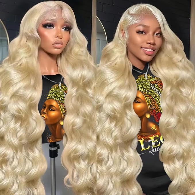 AIRDOT 32 Inch 613 Lace Front Wig Human Hair 180 Density Blonde Wig Human Hair 13x4 Body Wave Lace Front Wigs Human Hair Pre Plucked with Baby Hair HD Glueless Lace Frontal Wigs Human Hair for Women