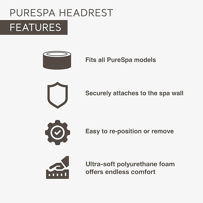 Intex 28505E PureSpa Soft Cushioned Foam Headrest Pillow Hot Tub Spa Accessory, Easily Moved and Adjusted, Compatible with All PureSpa Models, White