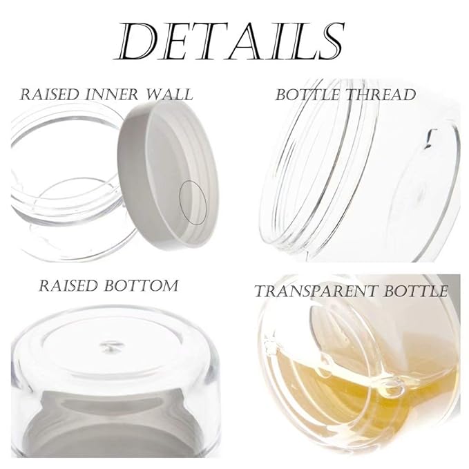 ZEJIA 5 Gram Sample Containers with Lids, Mini Makeup Containers, Empty Plastic Travel Cosmetic Containers with Labels(25 Count, White Lid)