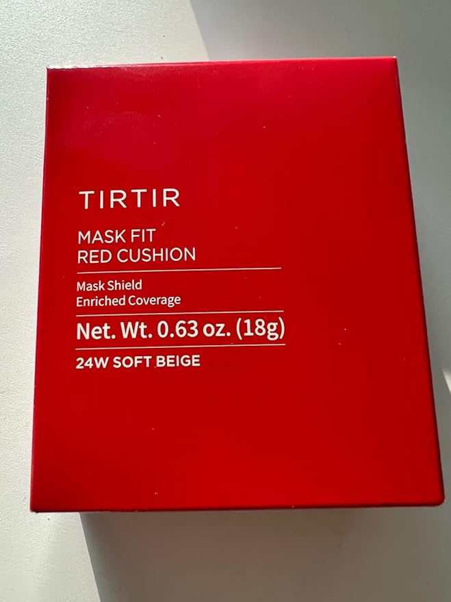 TIRTIR Mask Fit Red Cushion Foundation | Full coverage, Weightless, Skin fit, Satin Glow Finish, Korean Makeup Cushion Foundation (#24N Latte, 0.63 Fl Oz)