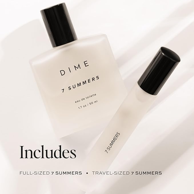 Dime Beauty 7 Summers Perfume Set ($87 Value) - Includes 50 ml + Travel Size 10 ml, Sweet Floral Scent, Clean Fragrance Eau de Toilette for Women, Hypoallergenic