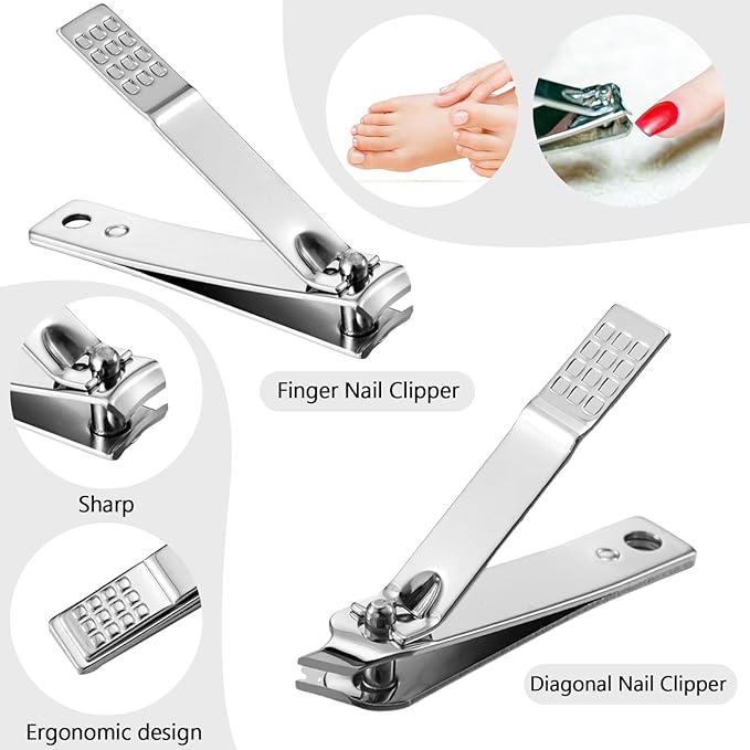 Lasnten 100 Bulk Nail Clipper Set Bulk Manicure Kit Stainless Steel Pedicure Professional Nail Care Kit with Travel Case Portable Grooming for Husband Men Women Family(Multicolor,4 in 1)