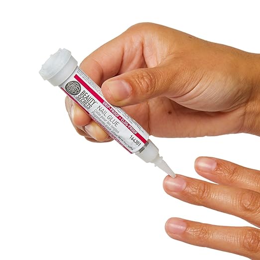 Beauty Secrets Drip & Clog Proof Nail Glue (2 Pack) Bundled with Nail File Black Cushion Medium Coarse 180/100 Grit by Beauty Secrets