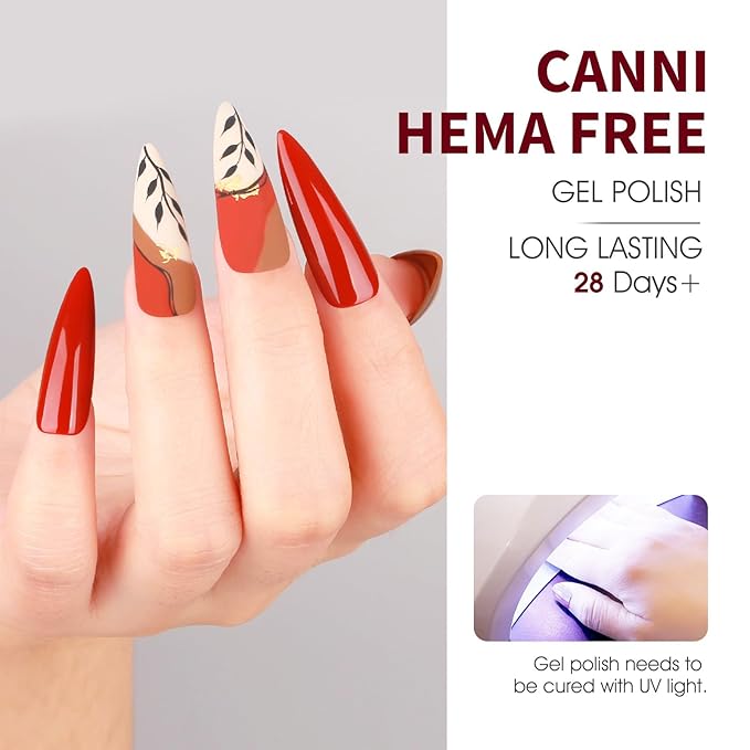 CANNI Red Gel Nail Polish Set - 6 Colors 9ML Red Collection Popular Dark Red Burgundy Gel Polish Kit Nail Art Design Soak off UV LED Nail Gel DIY Manicure All Seasons Nail Salon