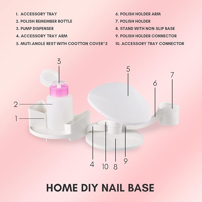Makartt Gel Nail Polish Remover Clips Kit, Nail Polish Holder Hand Rest, 20 Pcs Resuable Finger and Toenail Acrylic Nail Polish Remover Wraps, Nail Polish Stand with Gel Holders and Multi Angle Rest