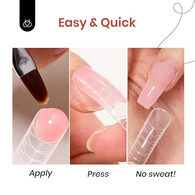 Beetles Poly Nail Extension Gel Kit, 4 Colors Pink White Poly Nail Gel Builder Sheer Pink Nail Gel Clear Nail Art Kit with Poly Brush & Slip Solution Nail Salon All In 1 Kit Gift for Women