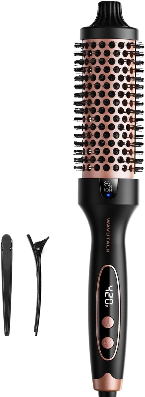 Wavytalk Blowout Boost Thermal Brush, 1.5 inch Heated Round Brush for Blowout Look, Dual Voltage, Ceramic Tourmaline, Ionic Technology, 5 Temperature Settings