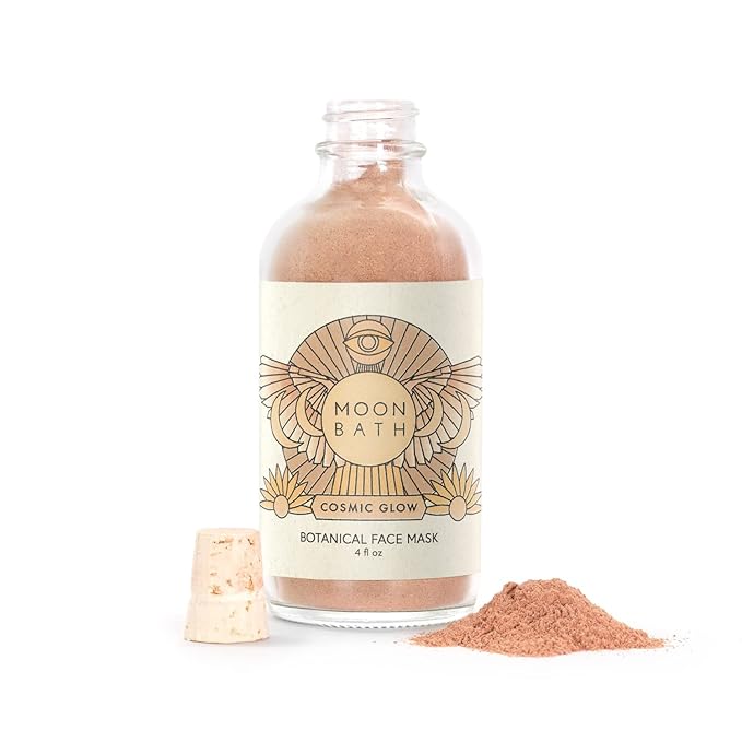 Moon Bath Cosmic Glow Botanical Face Mask | Ayurvedic Facial w/Fine Herbs & Clay. Brighten & Calm the Skin. Reduce Inflammation & Polish Face for Enhanced Radiance. Organic Beauty, 4 fl oz