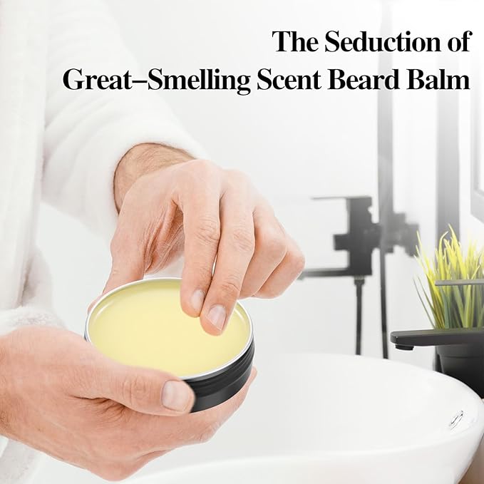 Beard Balm for Men & Conditioning Beard Wax - Made with Castor Oil Natural and Organic Ingredients - Hydrates & Thickens Facial Hair Growth- 2 Ounce Tin (Vanilla)