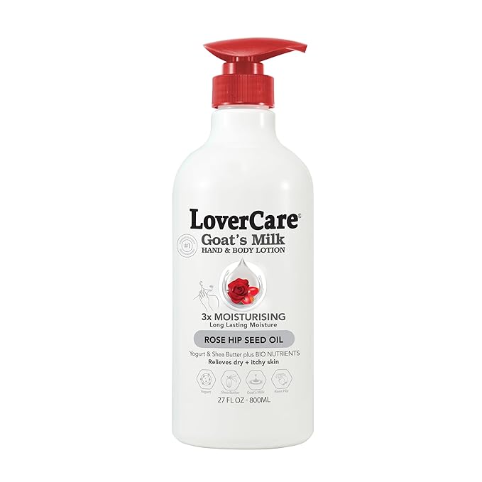 Lover's Care Goat Milk Body Lotion for Dry Skin 27 fl oz (800ml) Rose Hip Seed Oil - Single…