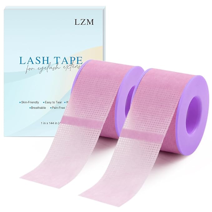 Lash Tape for Eyelash Extensions,Eyelash Tape Silicone Gel Eyelash Extension Tape for Sensitive Skin Pain-Free Removal Breathable Micro-Porous Lash Extensions Tape (1in x 4yd, 2Rolls,Purple)