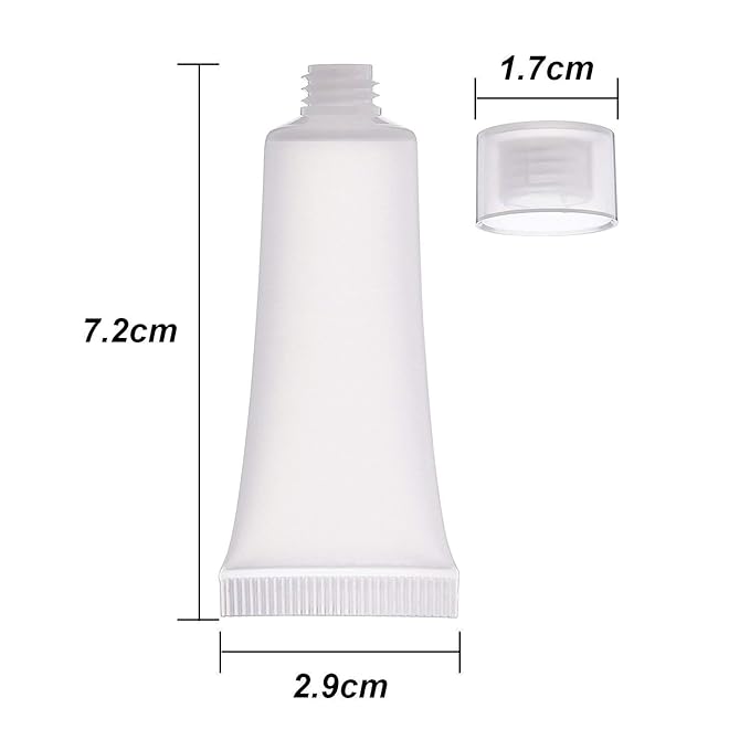 Mose Cafolo ~ 100pcs 10ml (0.34oz) Empty Cosmetic Tubes Toiletry Lotion Bottle with Screw Cover. Smooth, Polish White Plastic with Free Syringe as Gift!