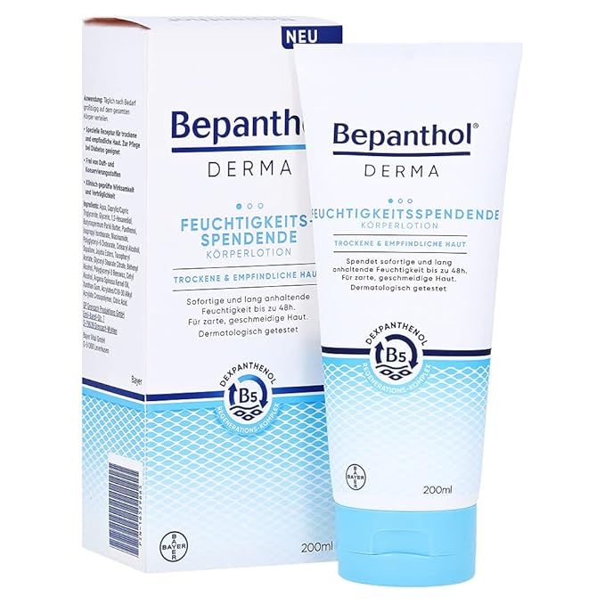 Bepanthol Derma Moisturizing Body Lotion, Body Care for Sensitive and Dry Skin, Dermatologically Tested Moisturizer with Dexpanthenol, Fragrance-Free, 200 ml /6.76 Fl.Oz
