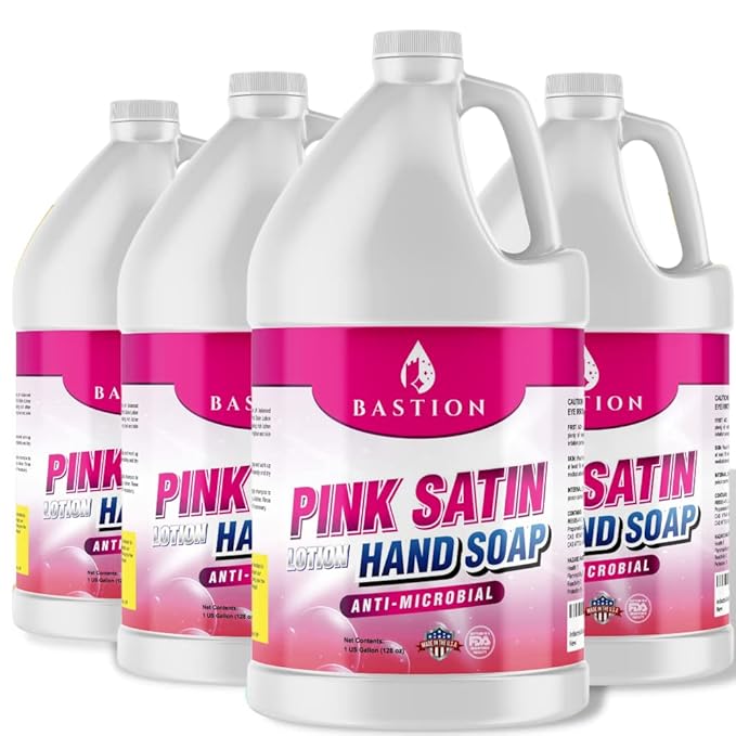 Antimicrobial Hand Soap: Silky Pink Lotion Liquid Hand Wash -Bulk Four Gallons (512 oz) Refill Jug. PH Balanced Ultra-Strength. Made In USA