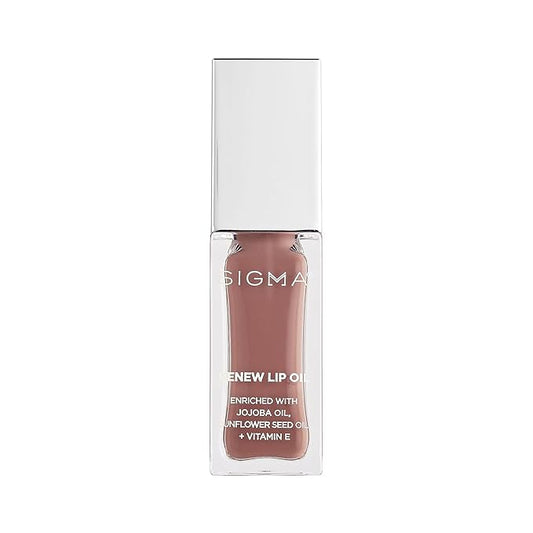 Sigma Beauty Renew Lip Oil – Tinted Lip Oil with Luxurious High-Shine Color and Long Lasting Hydration for Soft, Supple Lips, Non Sticky Lip Oil with Nourishing Antioxidants (Tint, Neutral Nude Sheen)
