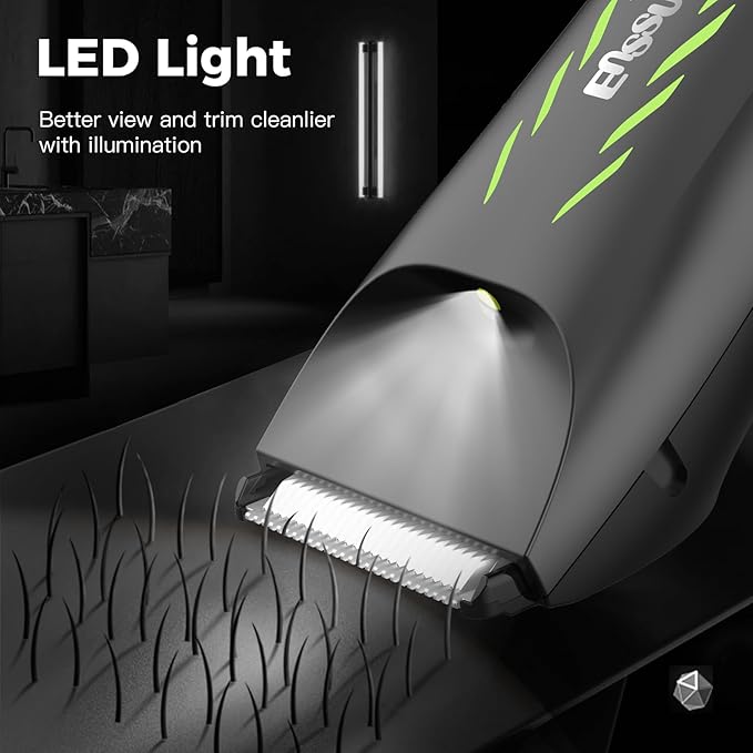 Men Hair Removal Shavers,Electric Safe Blade Waterproof Groin Hair Trimmer Male Painless Wet Quiet Hygiene Razor with Standing Charging Dock Green