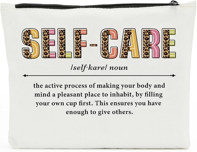 Self Care Makeup Bag - Mental Health & Inspirational Gifts for Women - Birthday Appreciation Thank You Gifts for Female Friend Therapist Mentor Counselor