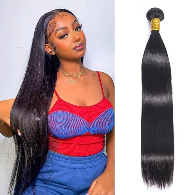 Straight Human Hair Bundles - 100% Unprocessed Brazilian Virgin Hair, 20 Inch, Natural Black Color, Double Weft for Women