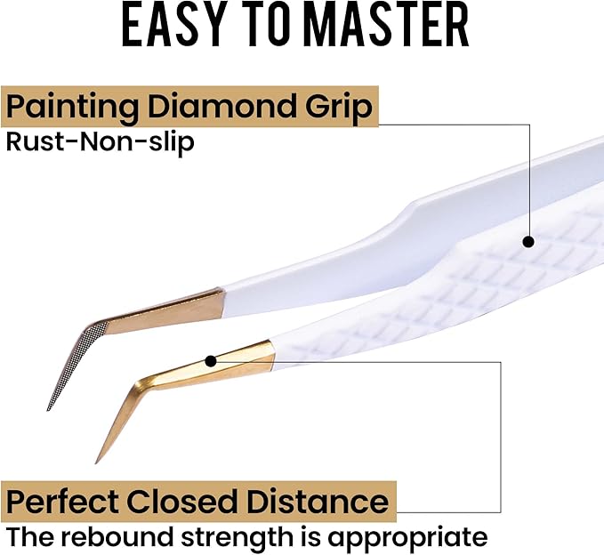 Fiber Tip Lash Tweezers For Eyelash Extension 4 Pcs Tweezers Professional Artist Tech Work Kit Tools,Best Volume Eyelash Lashes Extensions Precision Supplies Volume Boot 90 45 Degree(White)