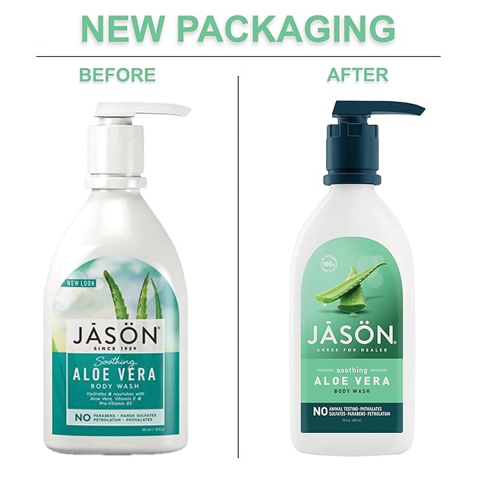 JASON Natural Body Wash & Shower Gel, Soothing Aloe Vera, 30 Oz (Pack of 2)