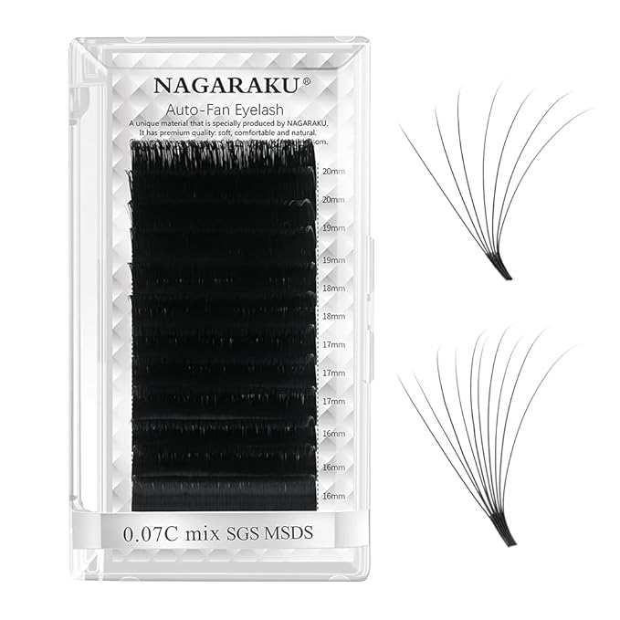 NAGARAKU Easy Fan Eyelash Extensions Volume Lash 0.07 C curl 8mm Rapid Blooming Faux Mink Cluster For Beginners Soft Professional Lash Supplies