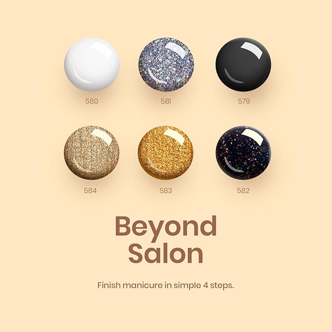 Beetles Shimmer Gel Nail Polish Set, 6 Colors Black White Polish Gel Silver Rose Gold Glitter Shimmer Nail Polish Soak Off Uv Lamp Nail Art Manicure Salon Gifts for Her Women