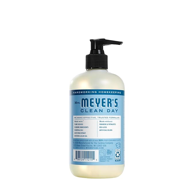 MRS. MEYER'S CLEAN DAY Liquid Hand Soap 6 Pack Variety, includes 1 Compassion Flower, 1 Rain Water, 1 Peony, 1 Lemon Verbena, 1 Lavender and 1 Basil Hand Soap, 12.5 OZ Each, 1 CT