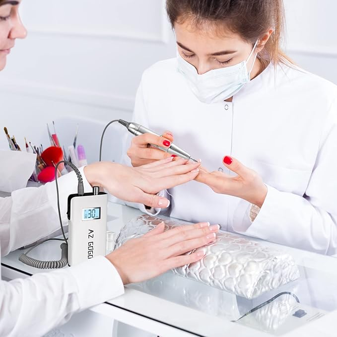 AZ GOGO Nail Drill Machine, 30000RPM Rechargeable Professional Portable Nail Drills for Acrylic Gel Nails - Salon Home Use (White)